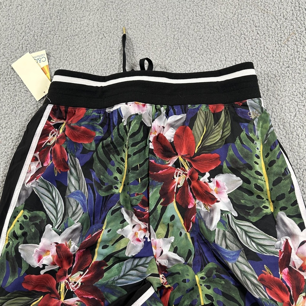 C&C California Pants Womens Large Multicolor Tropical Floral Jogger Side Stripe - Picture 15 of 16